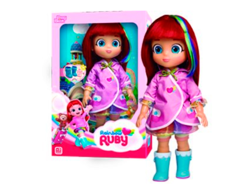 Brinquedo Boneca Grande Menina Rainbow Ruby Capa De Chuva