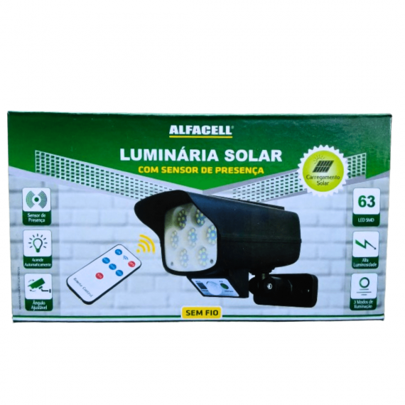 Luminária Solar (sensor de presença, controle, sem fio)